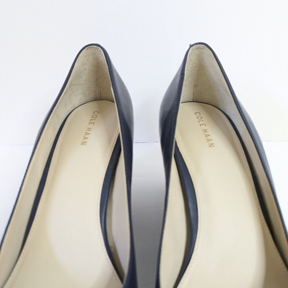 Cole Haan Adair Navy Blue 9B Leather Wedge Heels Pumps W13162 Business Casual - Picture 5 of 14